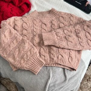 Altar'd State Blush Cable Knit Sweater